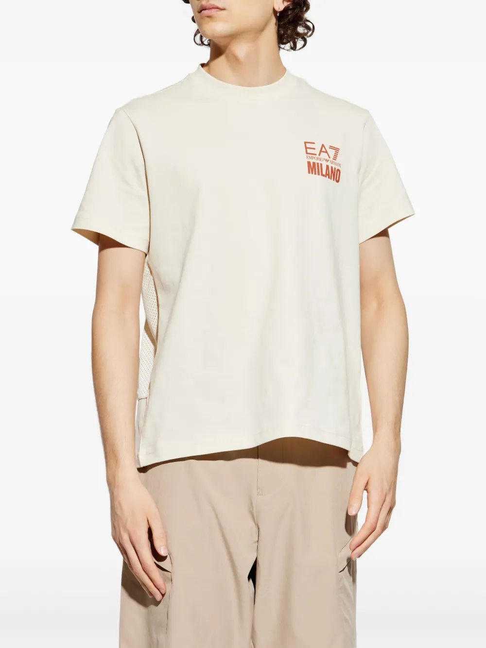 Ea7 Emporio Armani T-shirt met logoprint Beige