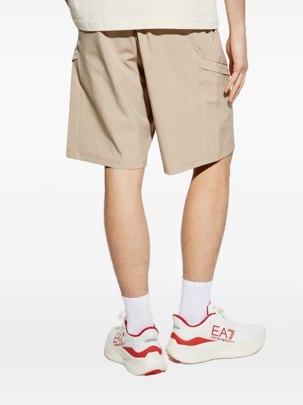 Ea7 Emporio Armani Shorts met logoprint Beige