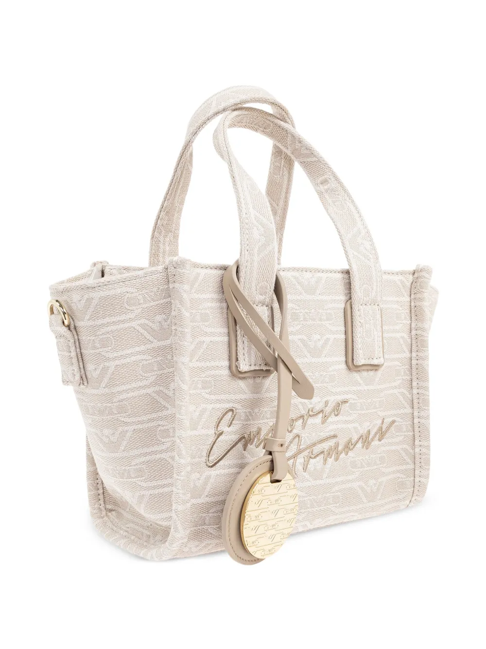 Emporio Armani Shopper met geborduurd logo Beige