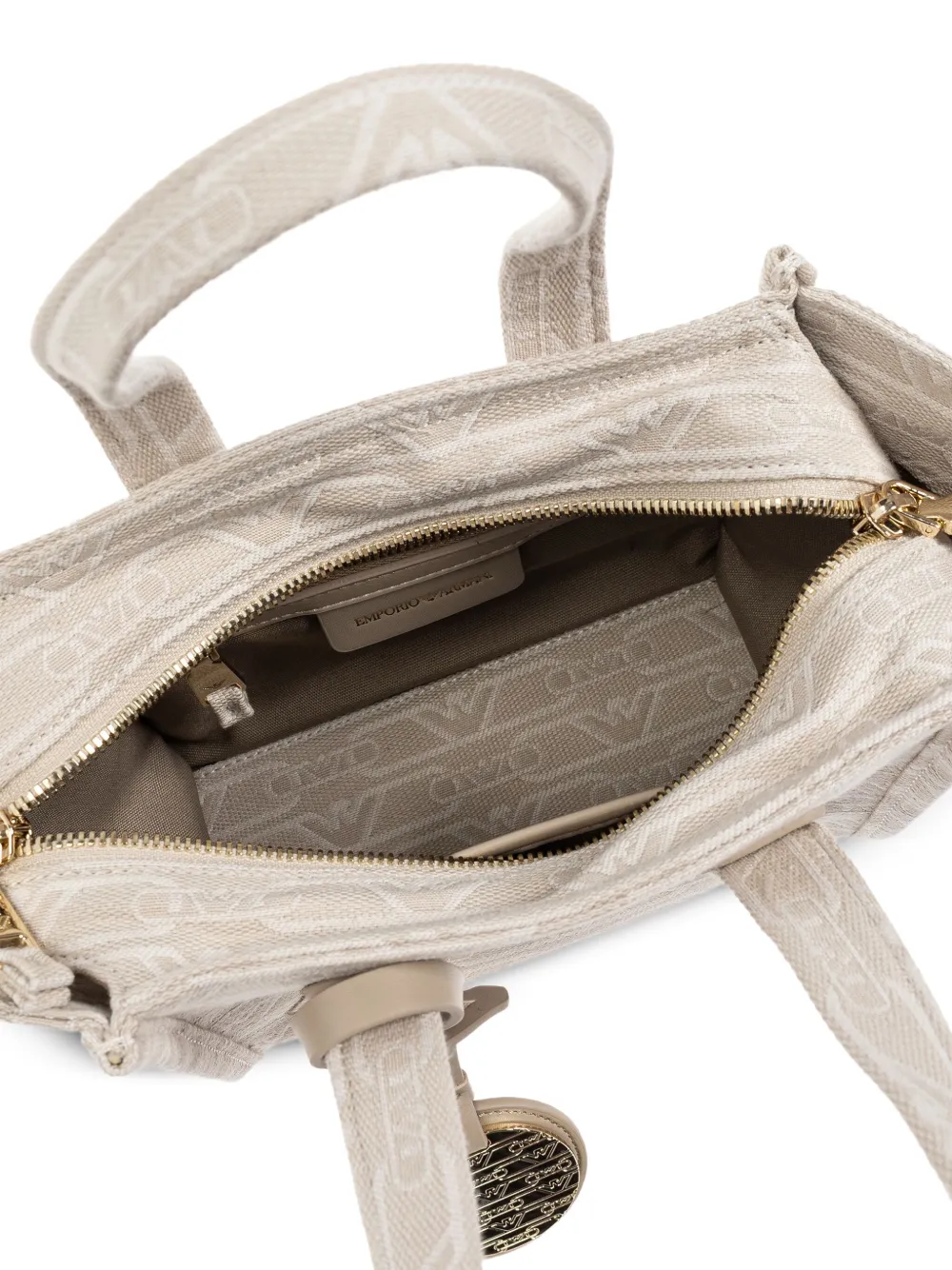 Emporio Armani Shopper met geborduurd logo Beige