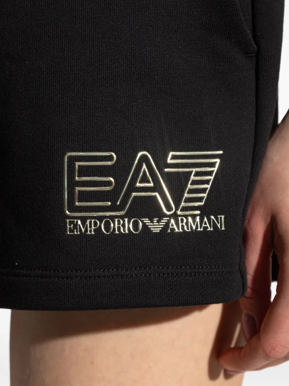 Ea7 Emporio Armani Trainingsshorts met geborduurd logo Zwart