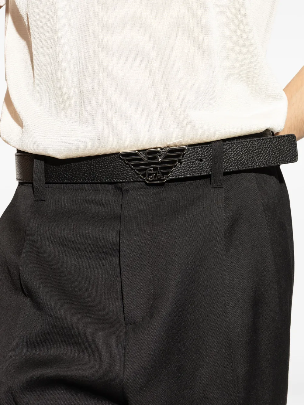 Emporio Armani Riem met logogesp Zwart
