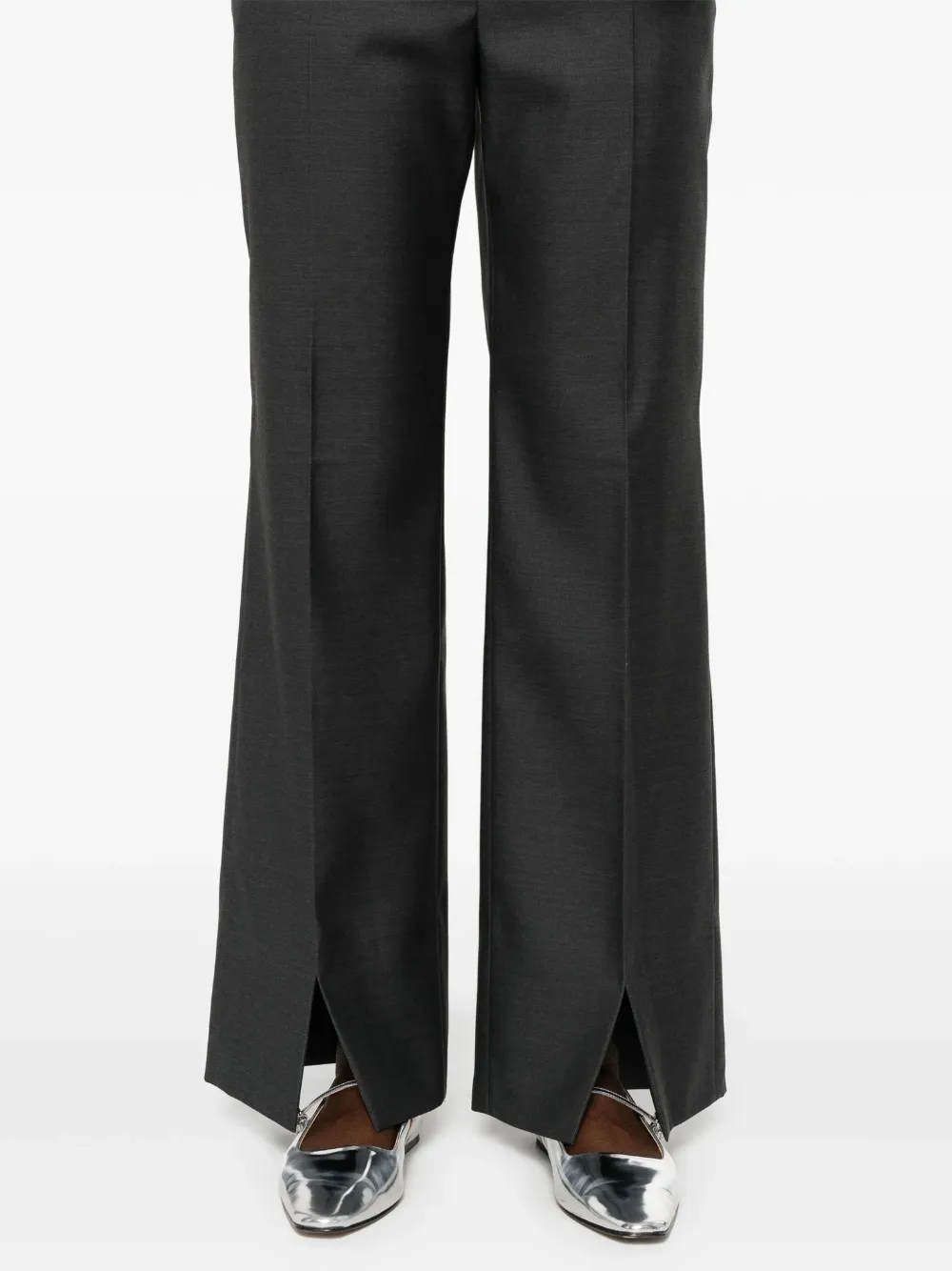 Gucci logo-embroidered straight-leg trousers Grijs