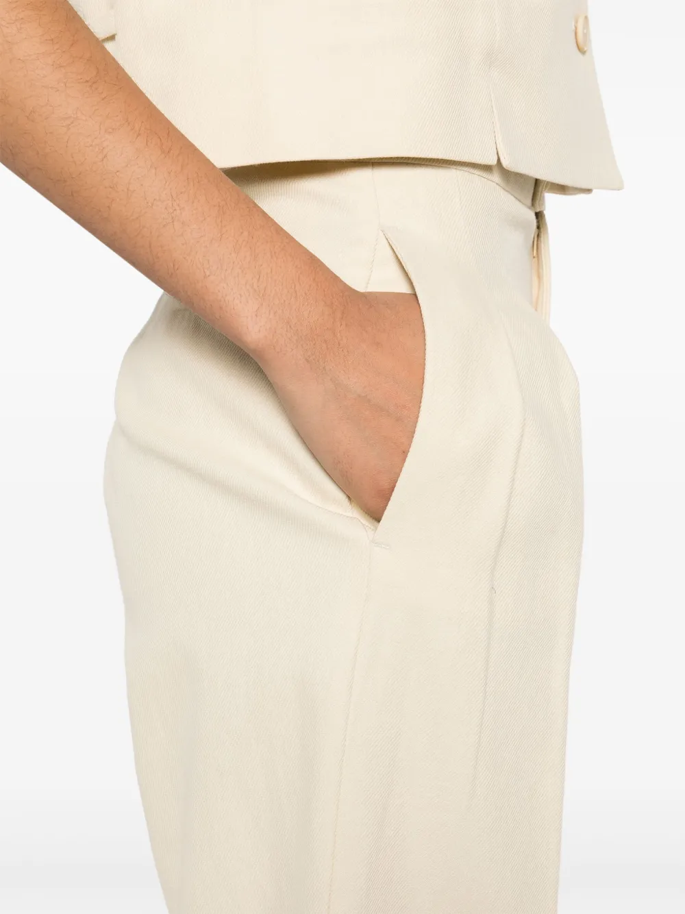 Shop Twinset Logo-plaque Trousers In Neutrals