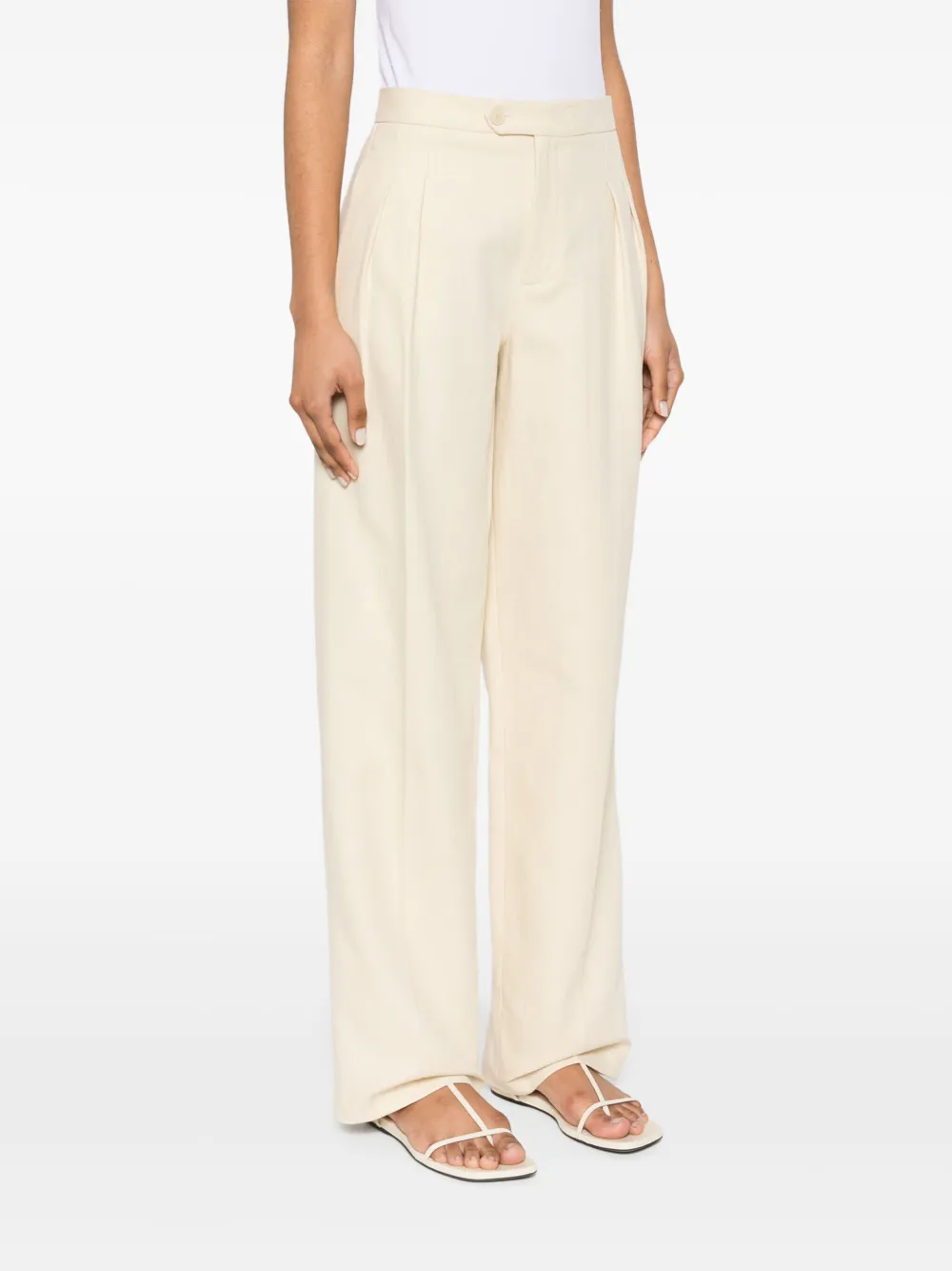 Shop Twinset Logo-plaque Trousers In Neutrals