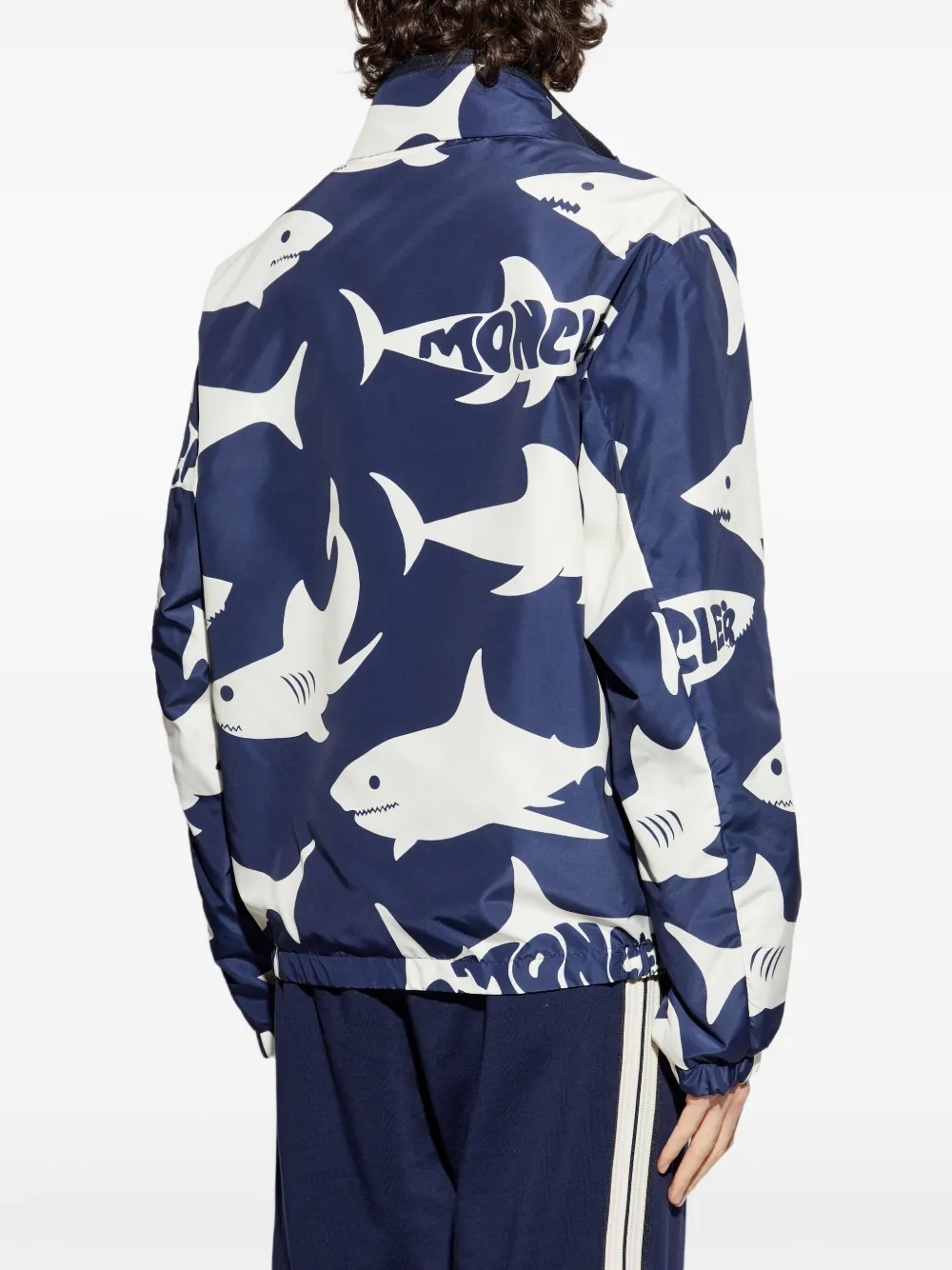 Moncler Bomberjack met Shark-print Blauw