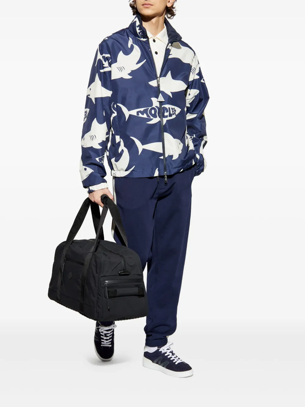 Moncler Bomberjack met Shark-print Blauw
