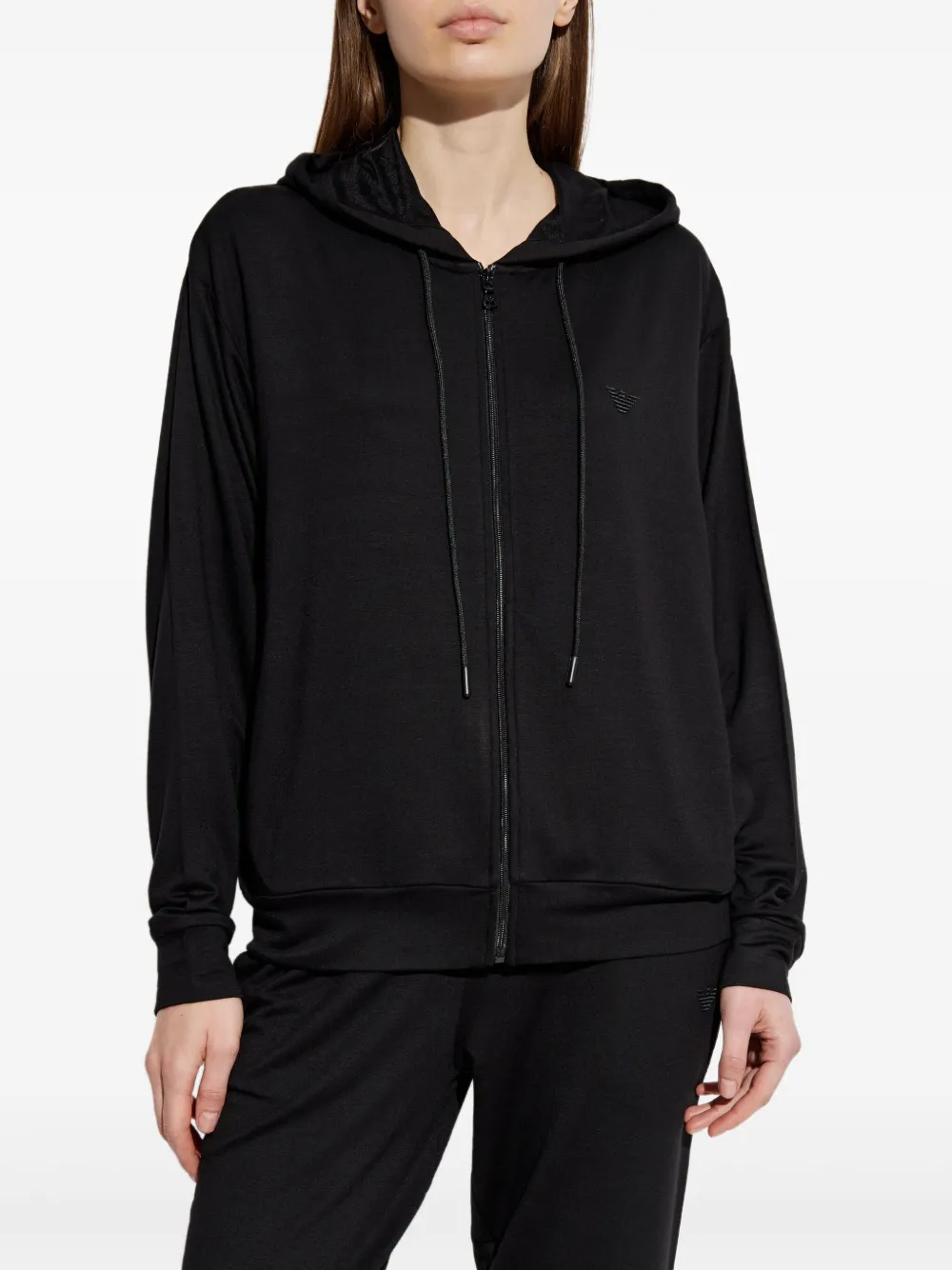 Emporio Armani Lounge hoodie met geborduurd logo Zwart