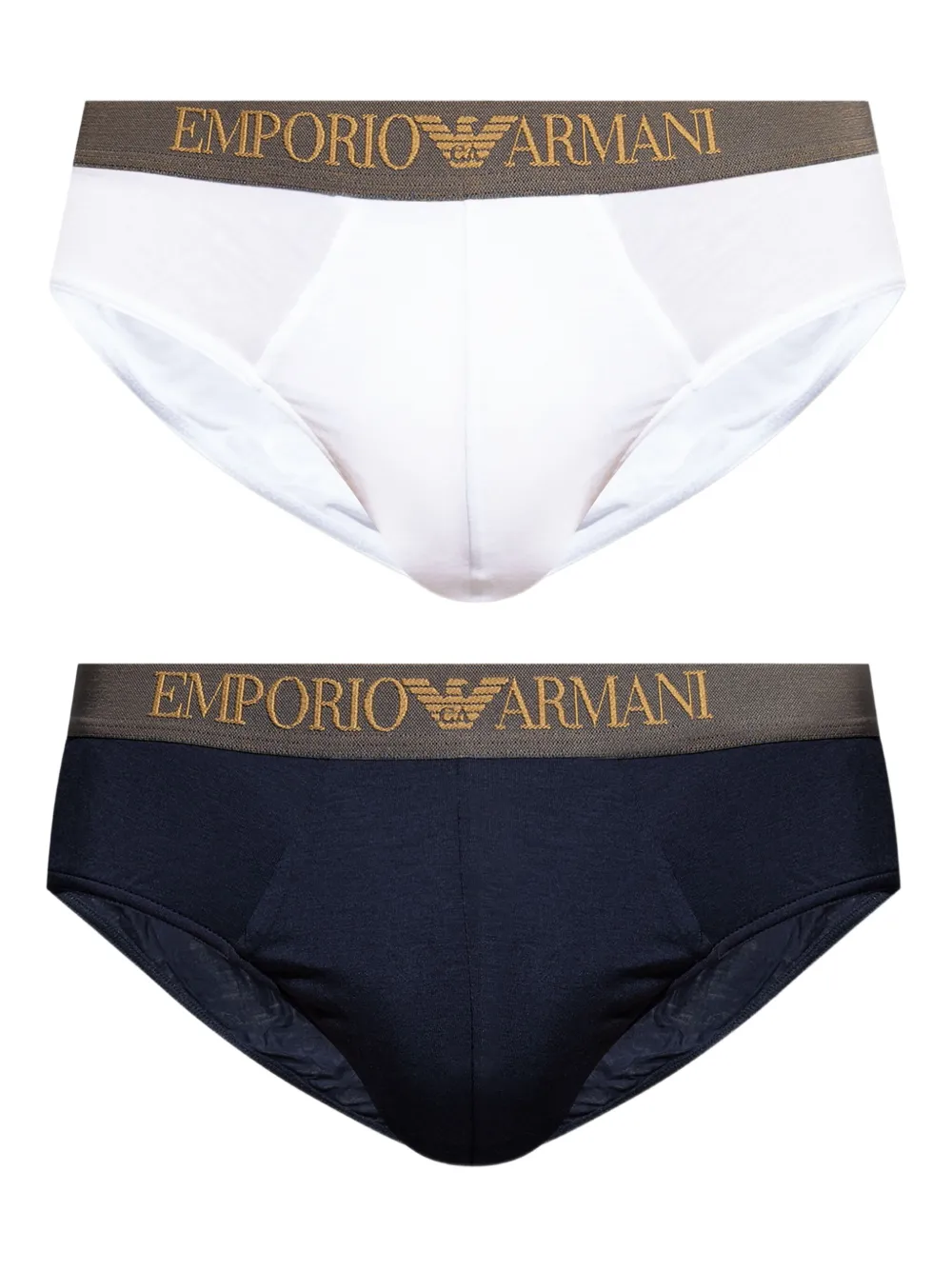Emporio Armani ロゴ ブリーフ セット - ホワイト Emporio Armani ロゴ ブリーフ セット - ホワイト