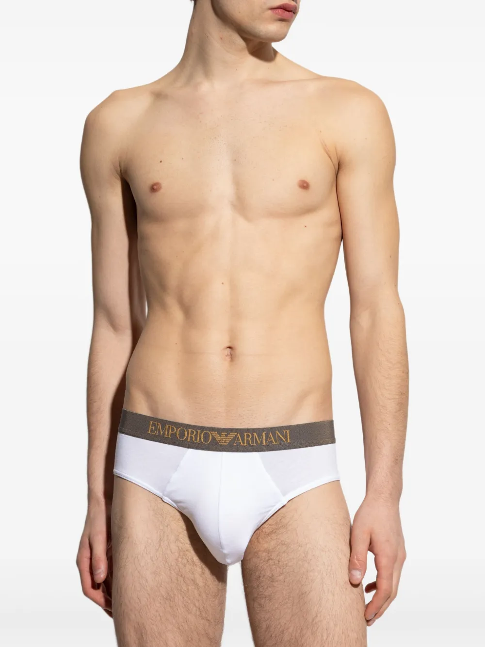 Emporio Armani Twee slips met logoband Wit