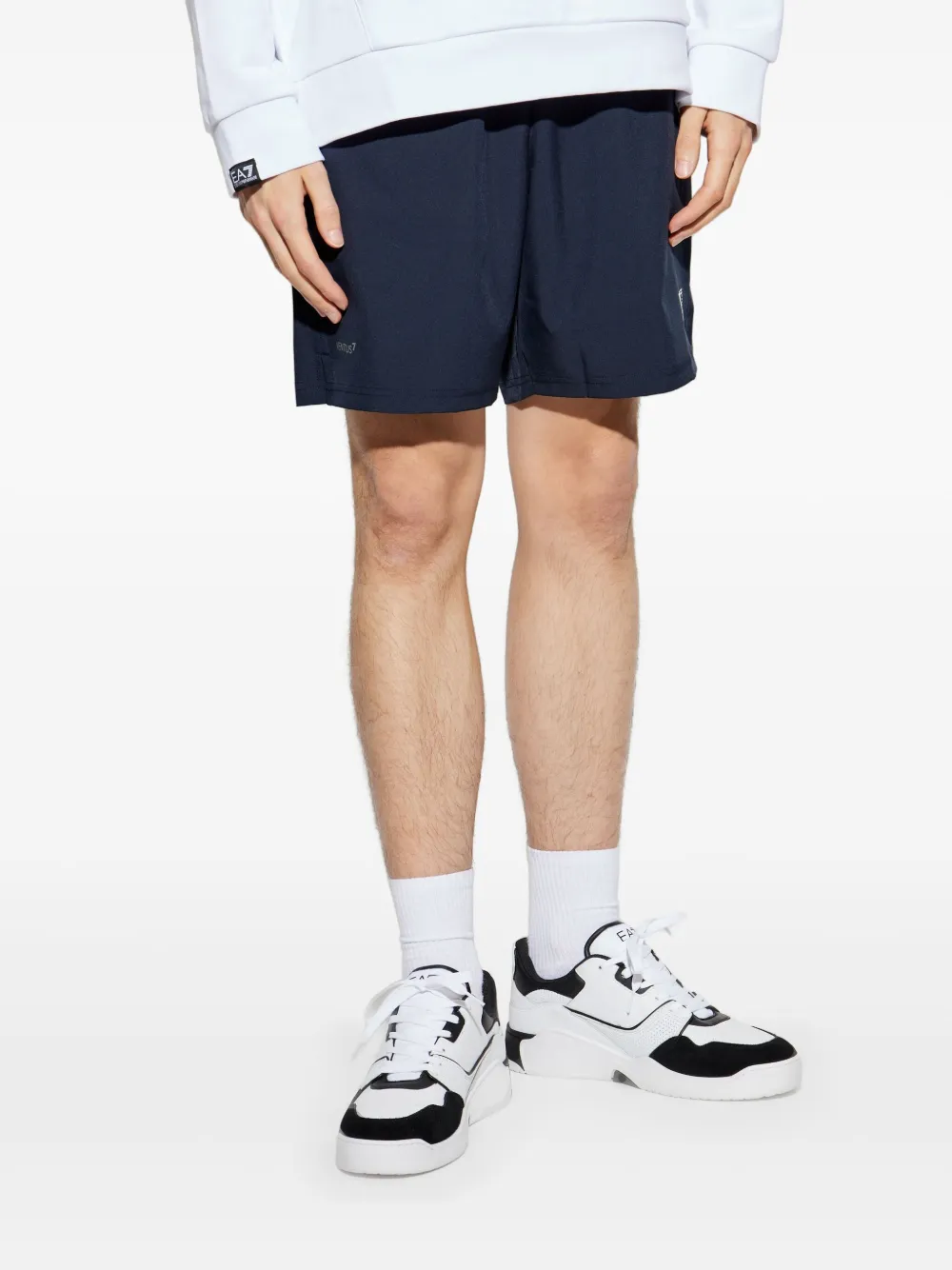 Ea7 Emporio Armani Trainingsshorts met logoprint Blauw
