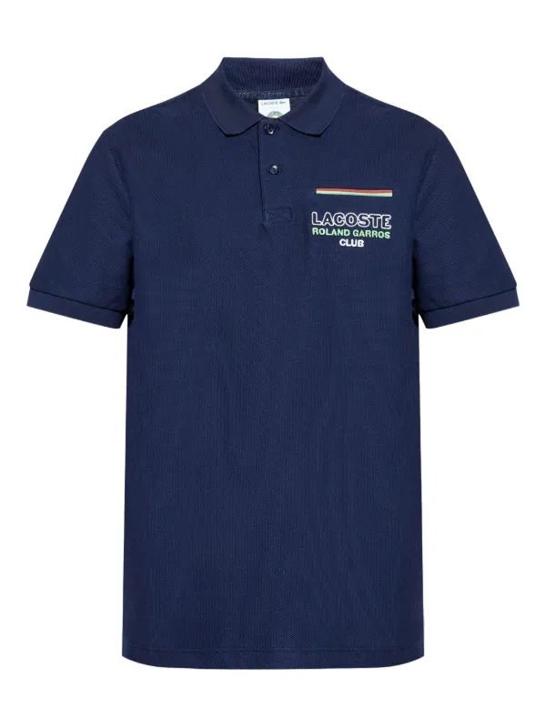 LACOSTE ダークブルー ポロシャツ US L Lacoste logo-embroidered Polo Shirt | Blue | FARFETCH