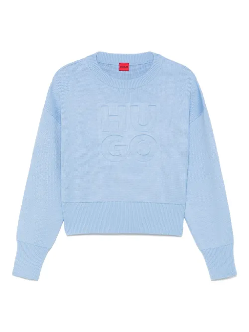 HUGO pull à logo embossé - Bleu - HUGO - Modalova