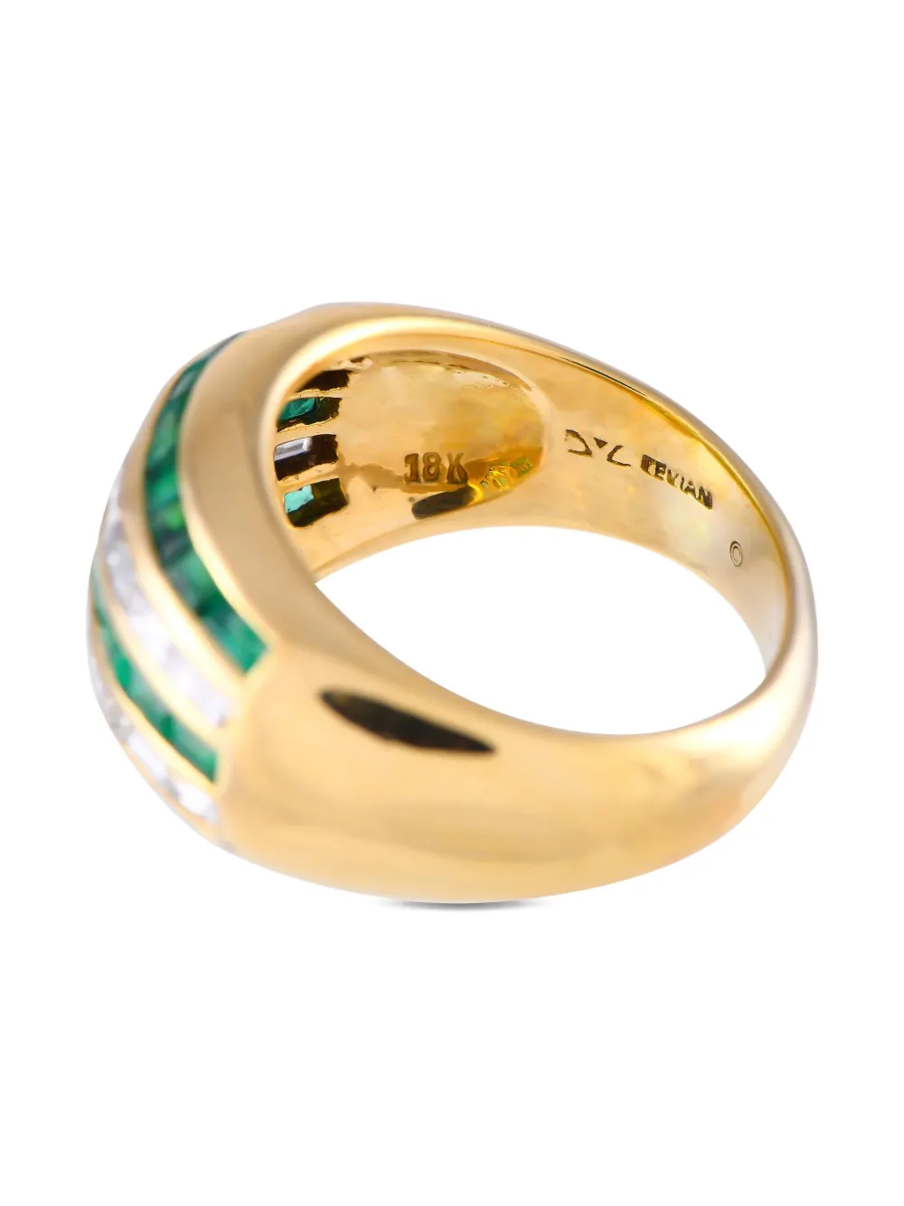 Pre-owned Le Vian 18k Yellow Gold Diamond And Emerald Ring