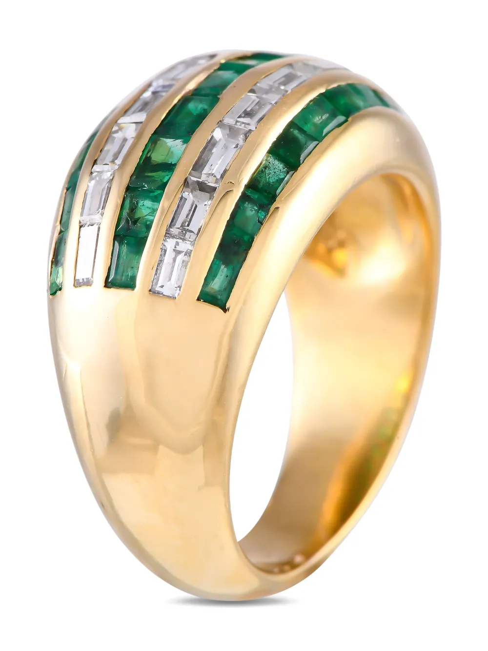 Pre-owned Le Vian 18k Yellow Gold Diamond And Emerald Ring