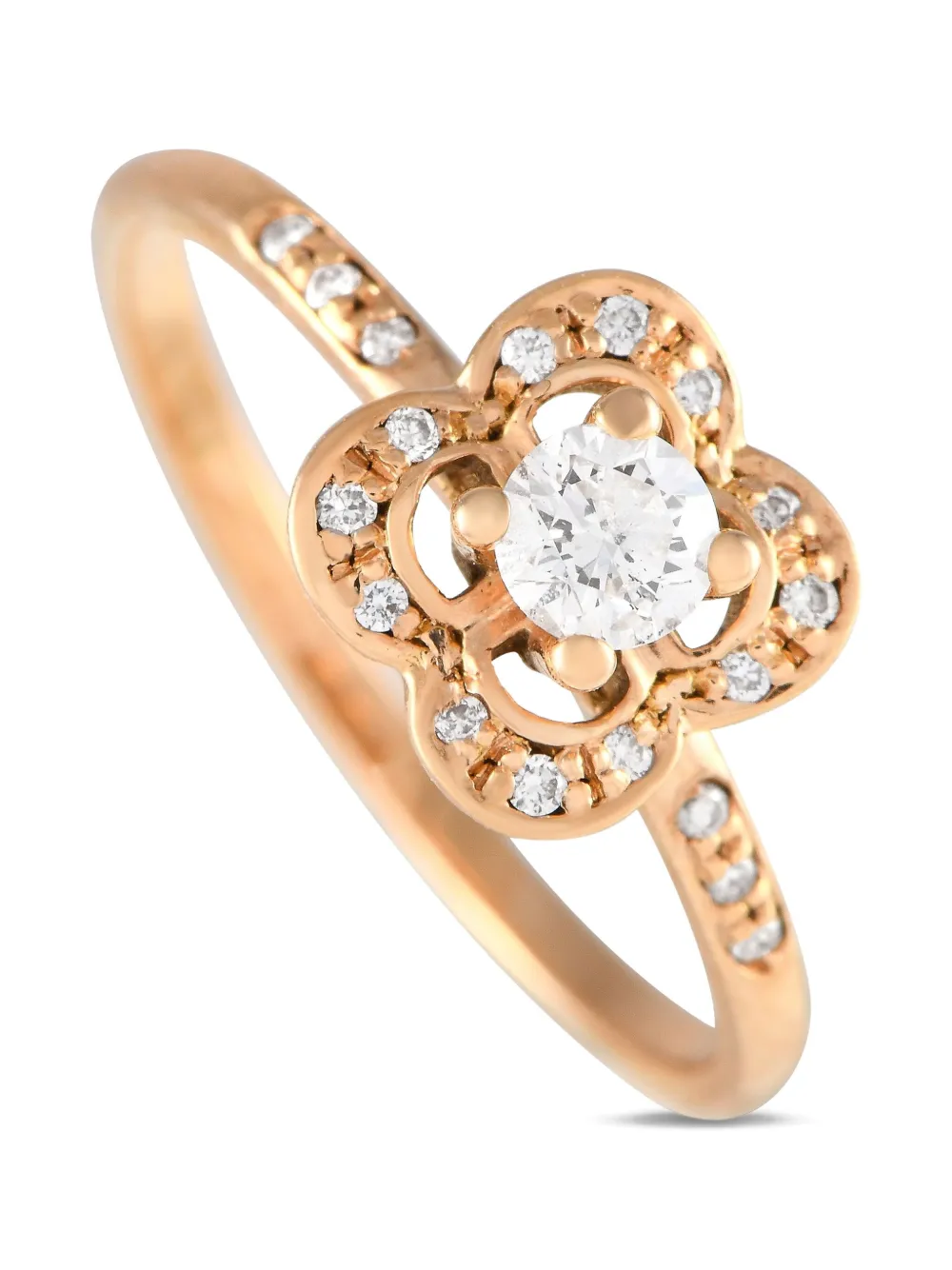 18kt rose gold Quatrefoil diamond ring