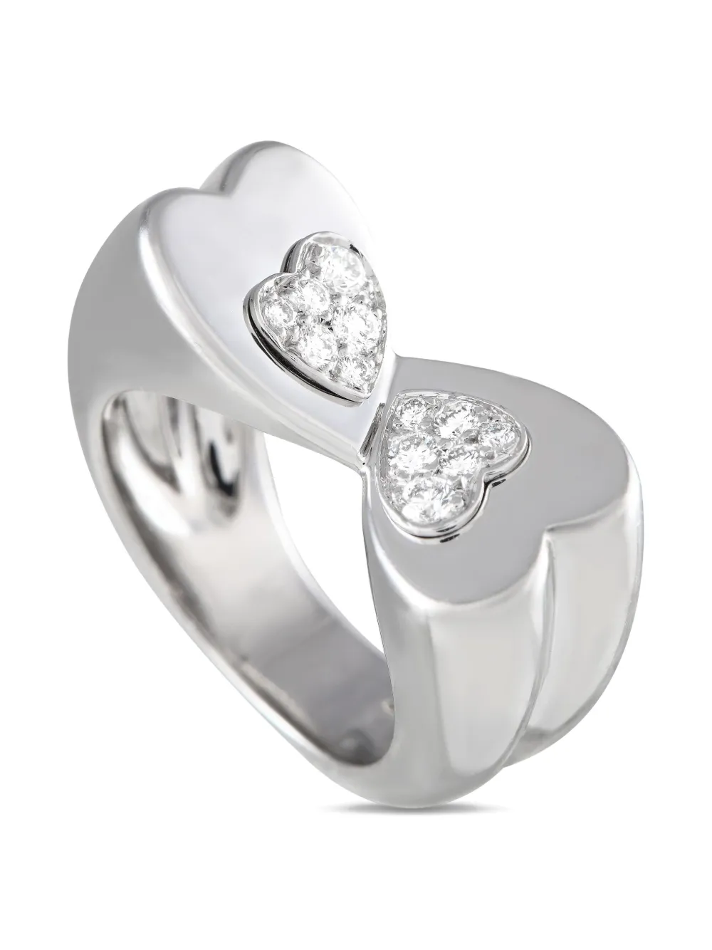 Fred of Paris 18K white gold Twin Hearts diamind ring - シルバートーン Fred of Paris 18K white gold Twin Hearts diamind ring - シルバートーン