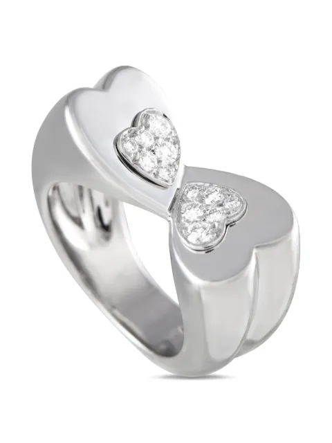 Fred of Paris 18K white gold Twin Hearts diamind ring