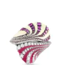 Aurelia London 18K white gold diamond and sapphire enamel statement ring - Silver