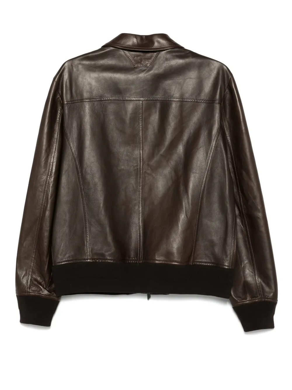 Salvatore Santoro Leather Bomber Jacket In Brown