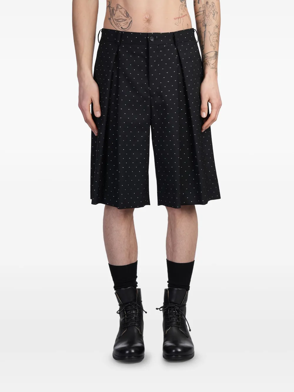 Comme des Garçons Homme Plus ポルカドット ショートパンツ - ブラック Comme des Garçons Homme Plus ポルカドット ショートパンツ - ブラック