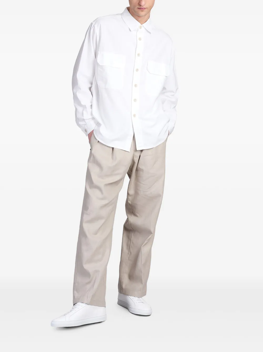 WHITE SAND PLEAT-DETAILED TROUSERS