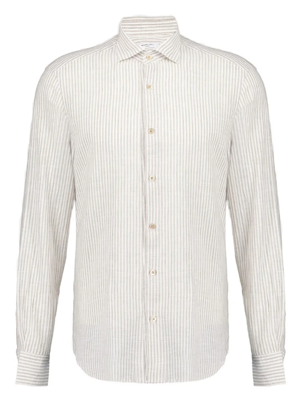 Boglioli striped cotton-linen blend shirt Beige