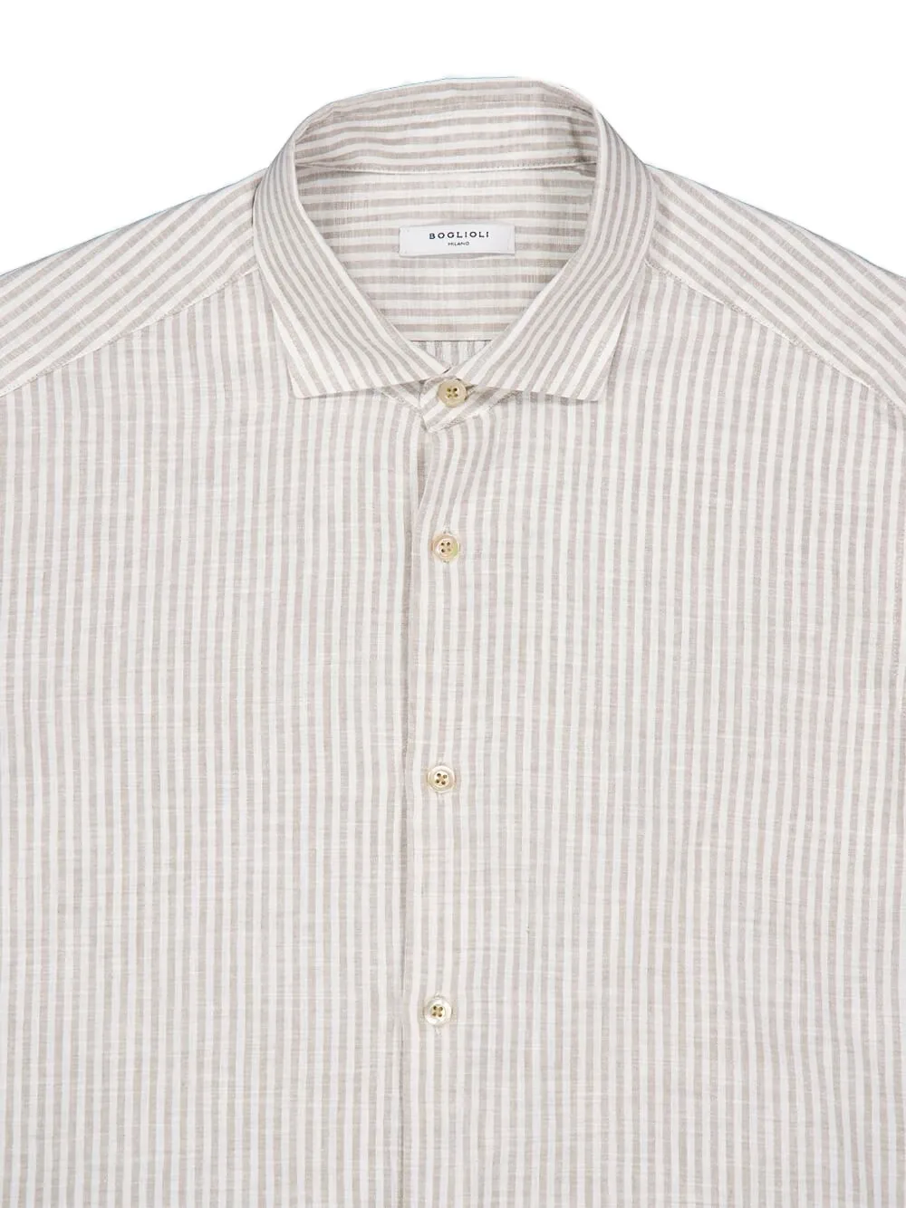 Boglioli striped cotton-linen blend shirt Beige