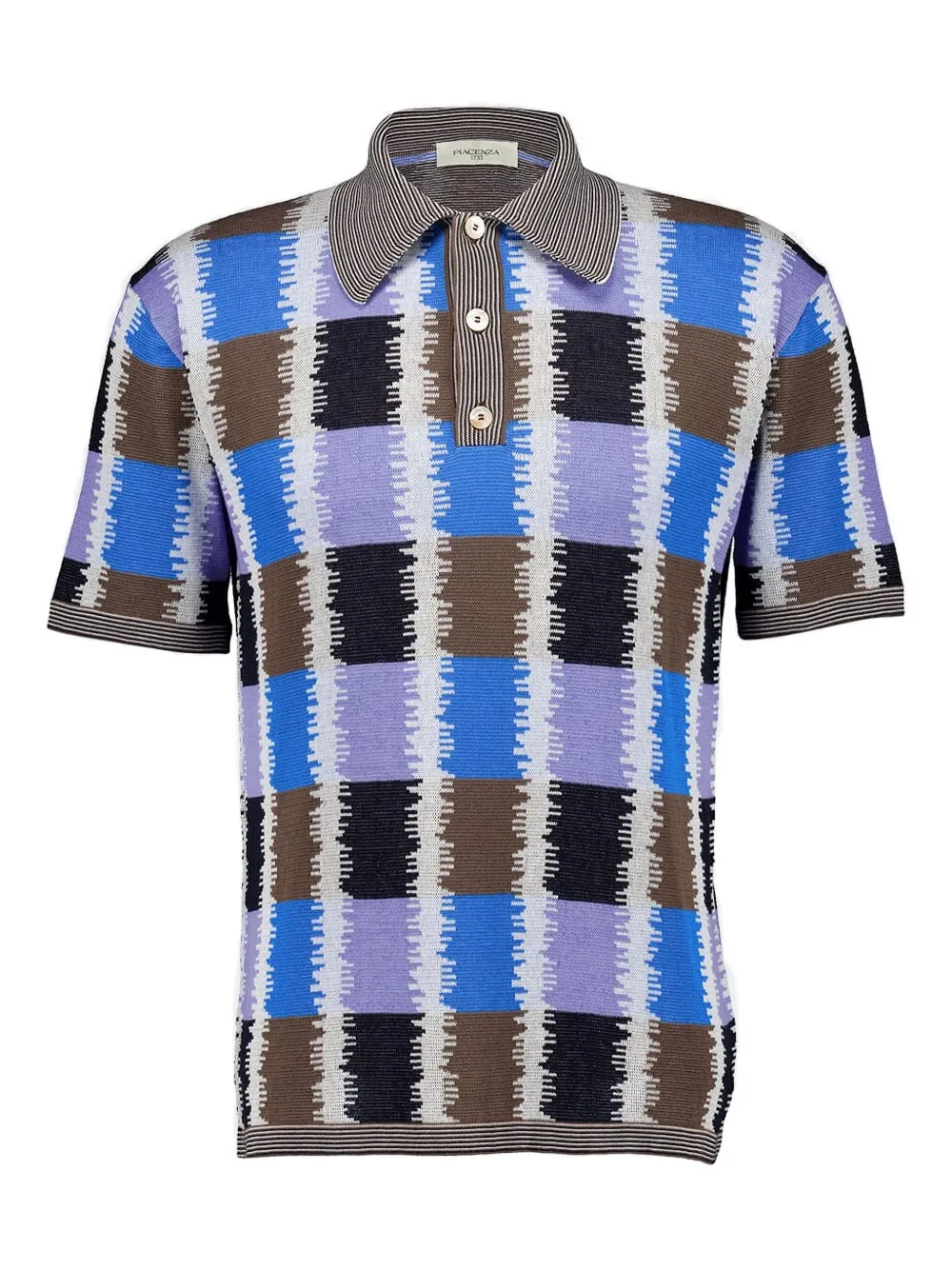 Piacenza Cashmere geometric-pattern polo shirt | Blue | Image 1