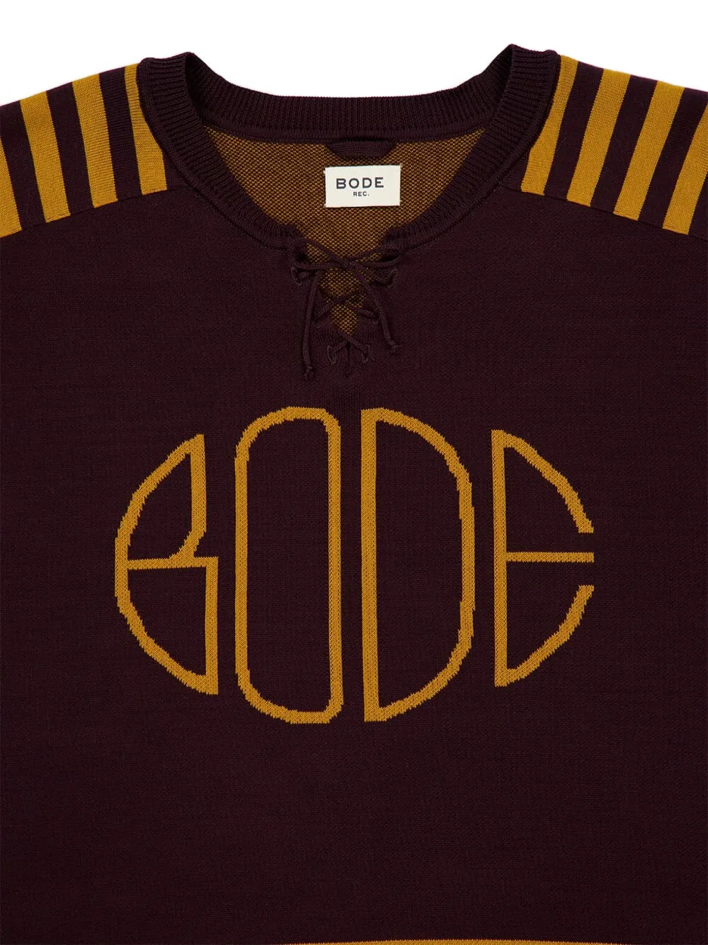 BODE Gestreepte trui met veters Bruin