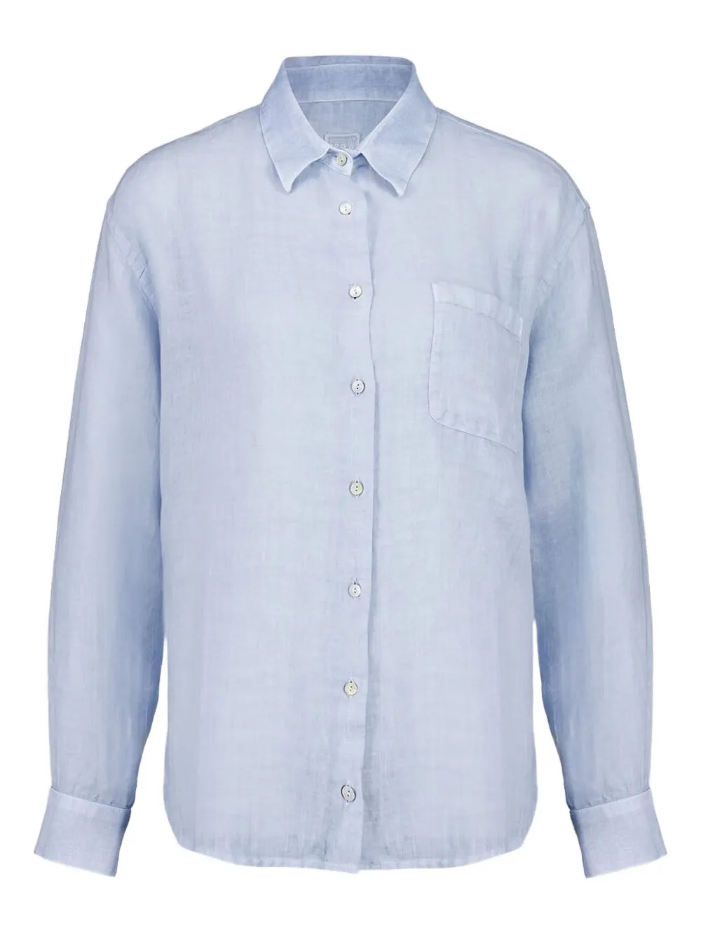 120% Lino Long-sleeve Button-up Shirt In Blue