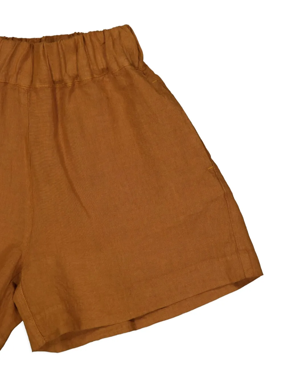 120% Lino Linnen shorts met elastische taille Bruin