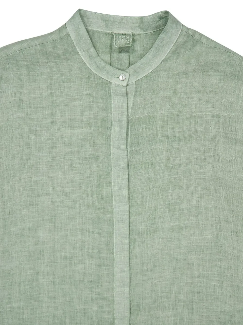 120% Lino Short-sleeve Button-up Linen Shirt In Green
