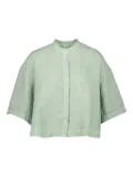 120% Lino short-sleeve button-up linen shirt - Green