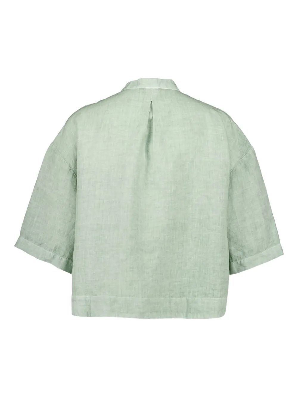 120% Lino short-sleeve button-up linen shirt - Groen