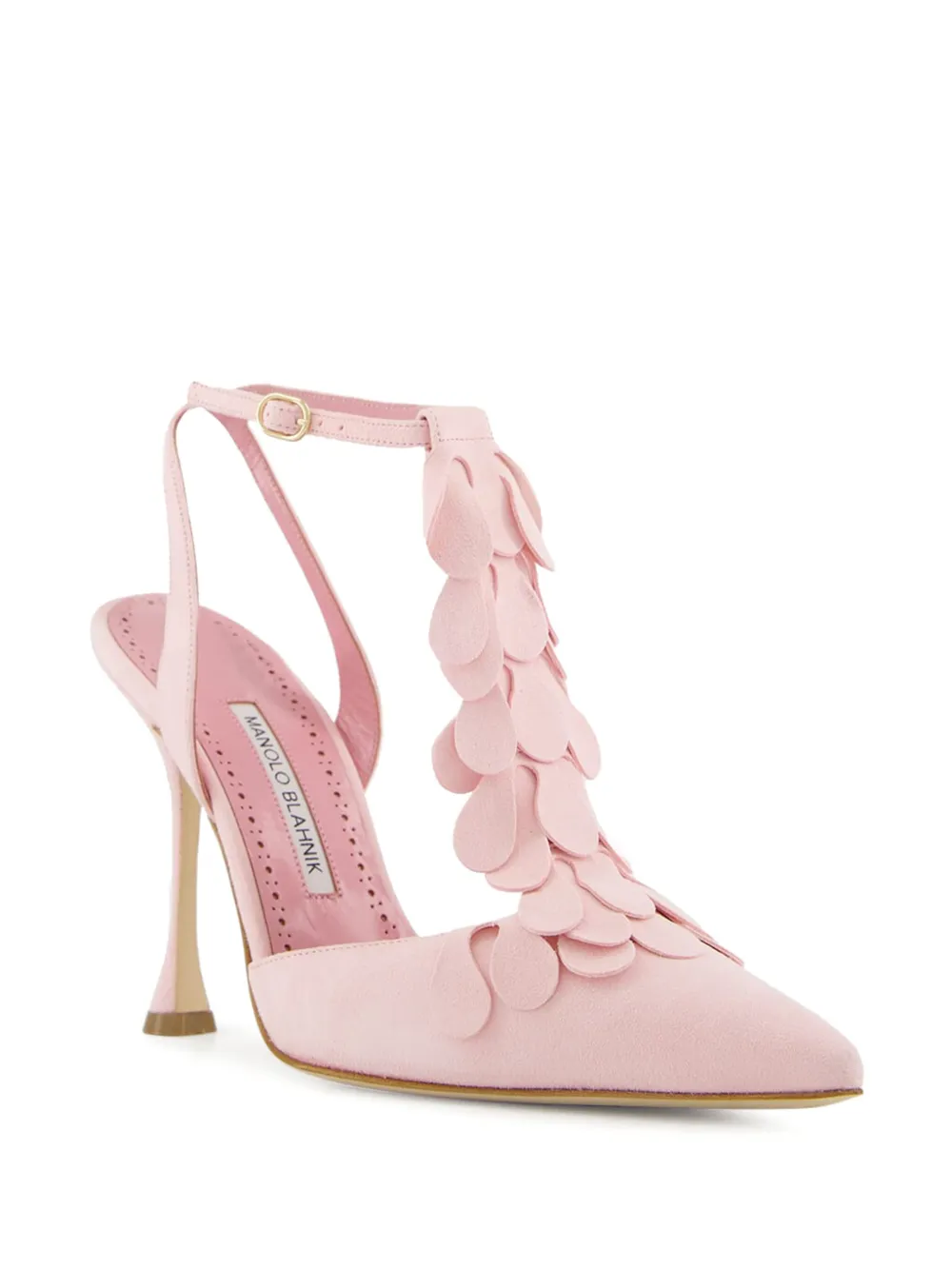 Manolo Blahnik 105mm Marwam petal-embellished pumps Pink