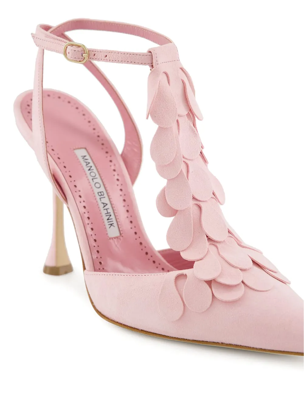 Manolo Blahnik 105mm Marwam petal-embellished pumps Pink