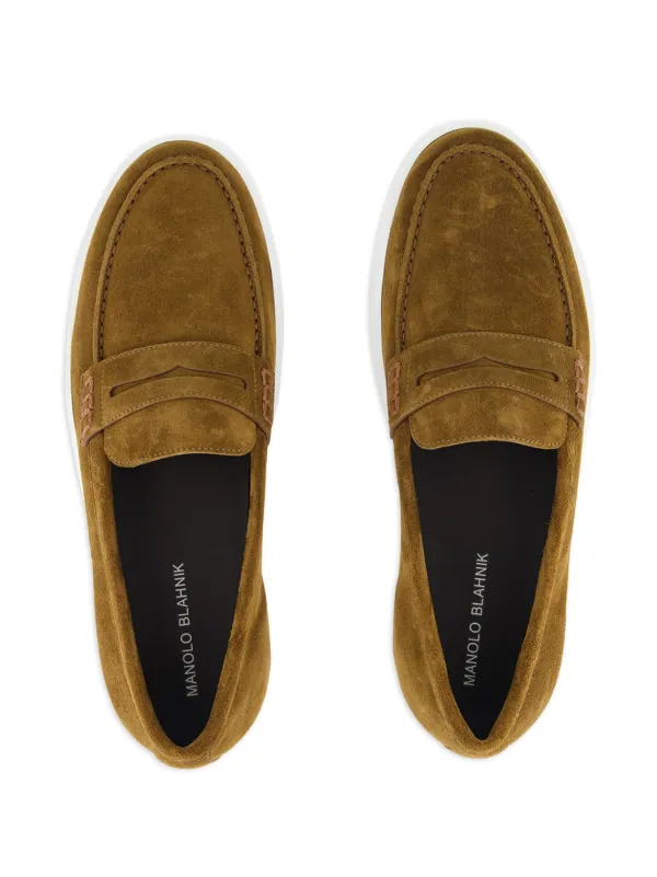 Manolo Blahnik penny-suede Loafers | Brown | FARFETCH display picture 3