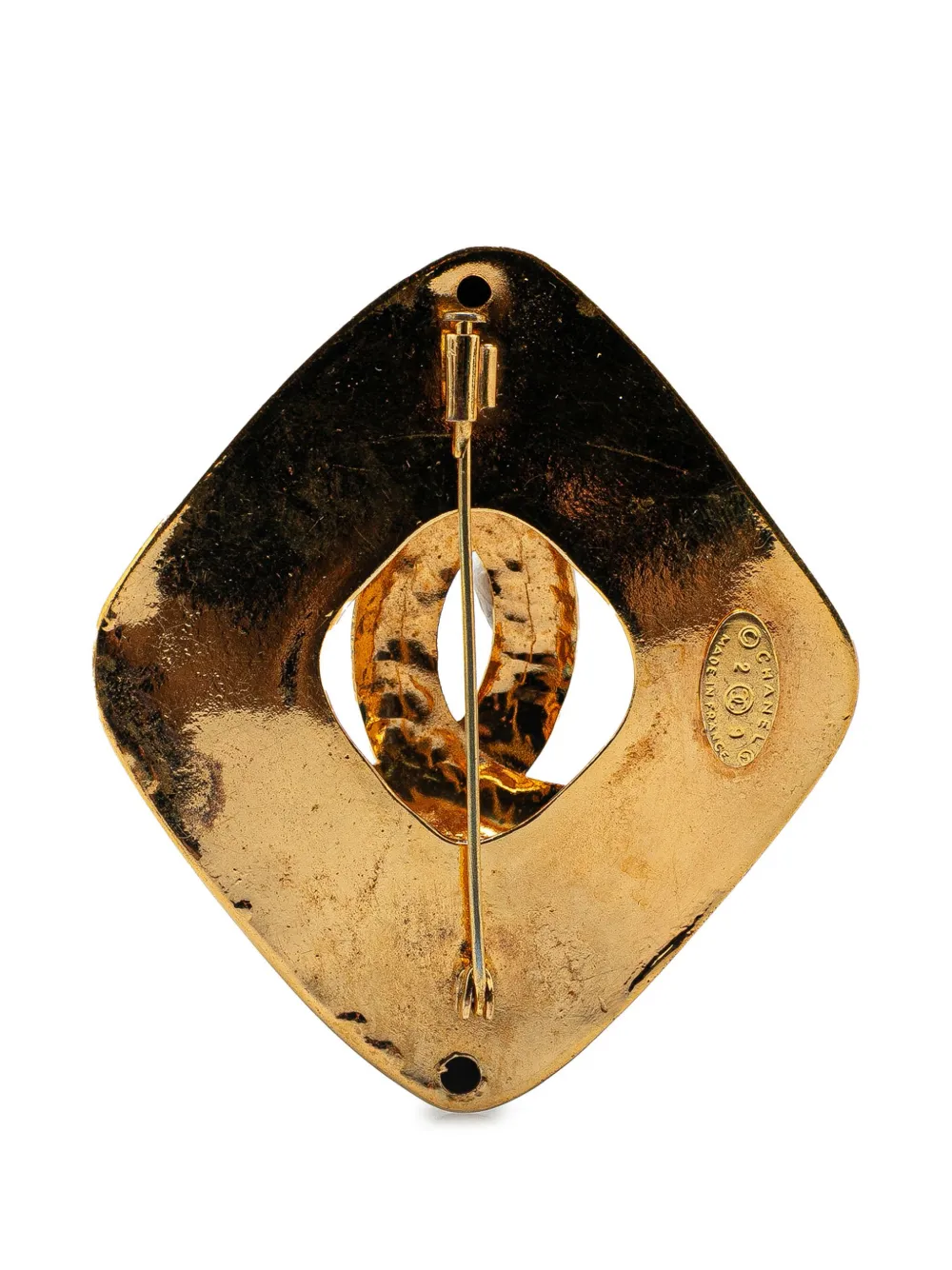 CHANEL Pre-Owned 1980-1990 Gold Plated CC Rhombus Brooch costume brooch | Image 2