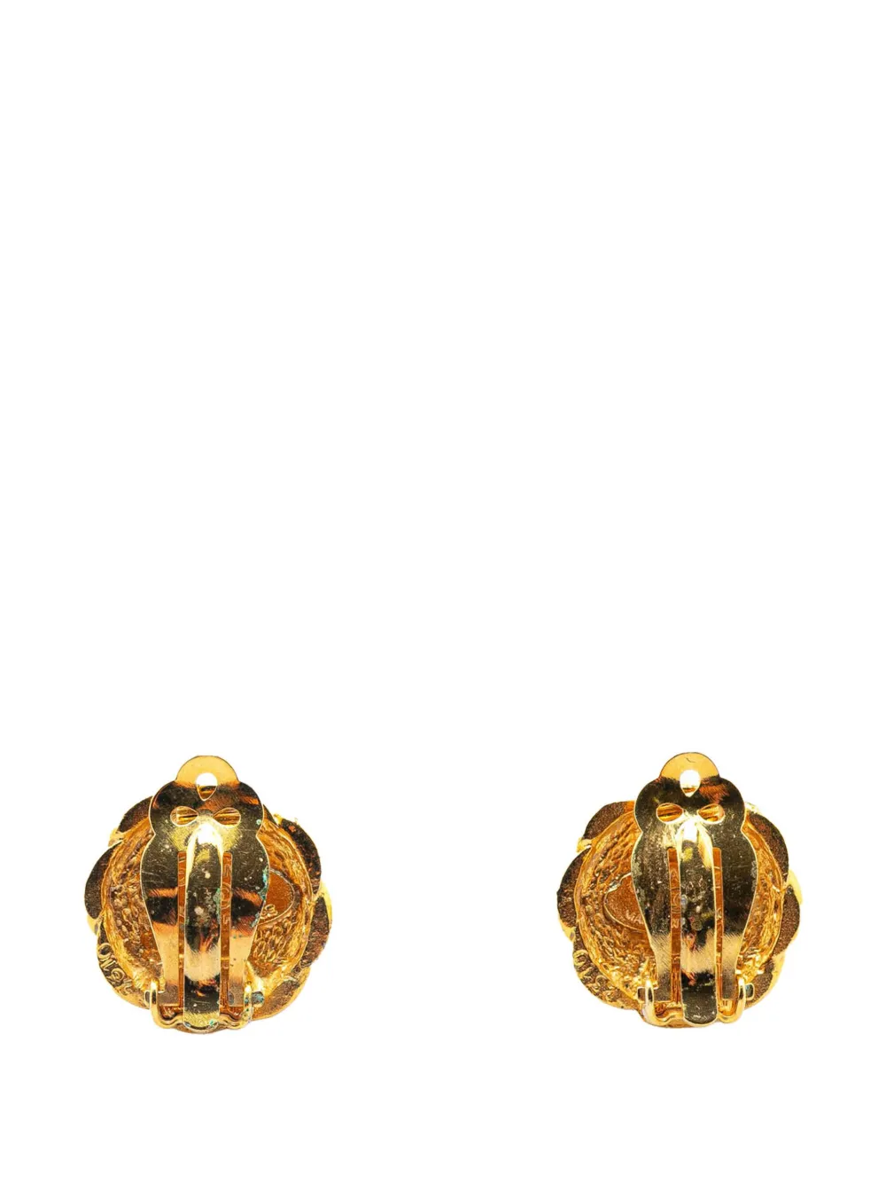 CHANEL Pre-Owned 1970-1980 Gold Plated CC Round Clip On Earrings costume earrings | Image 2