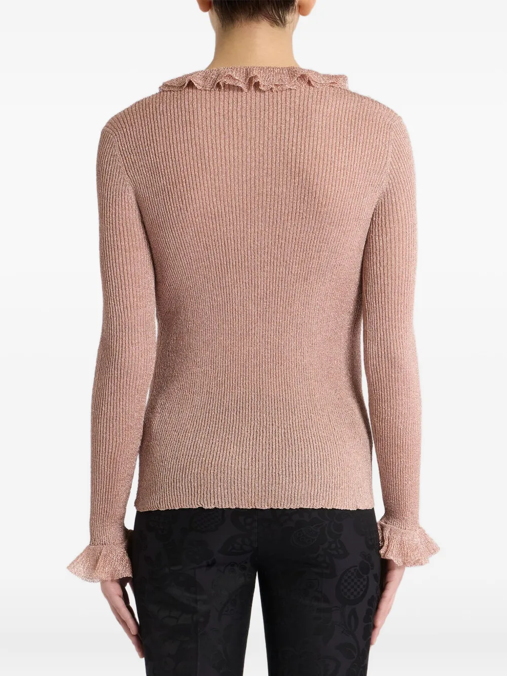 ETRO lurex-detail ruffled blouse - Roze