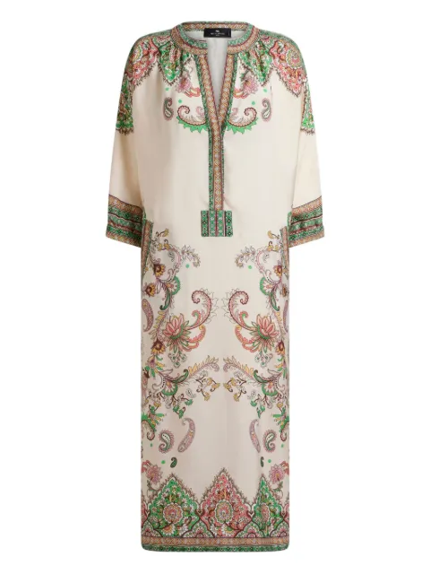 ETRO vestido midi con estampado de cachemira