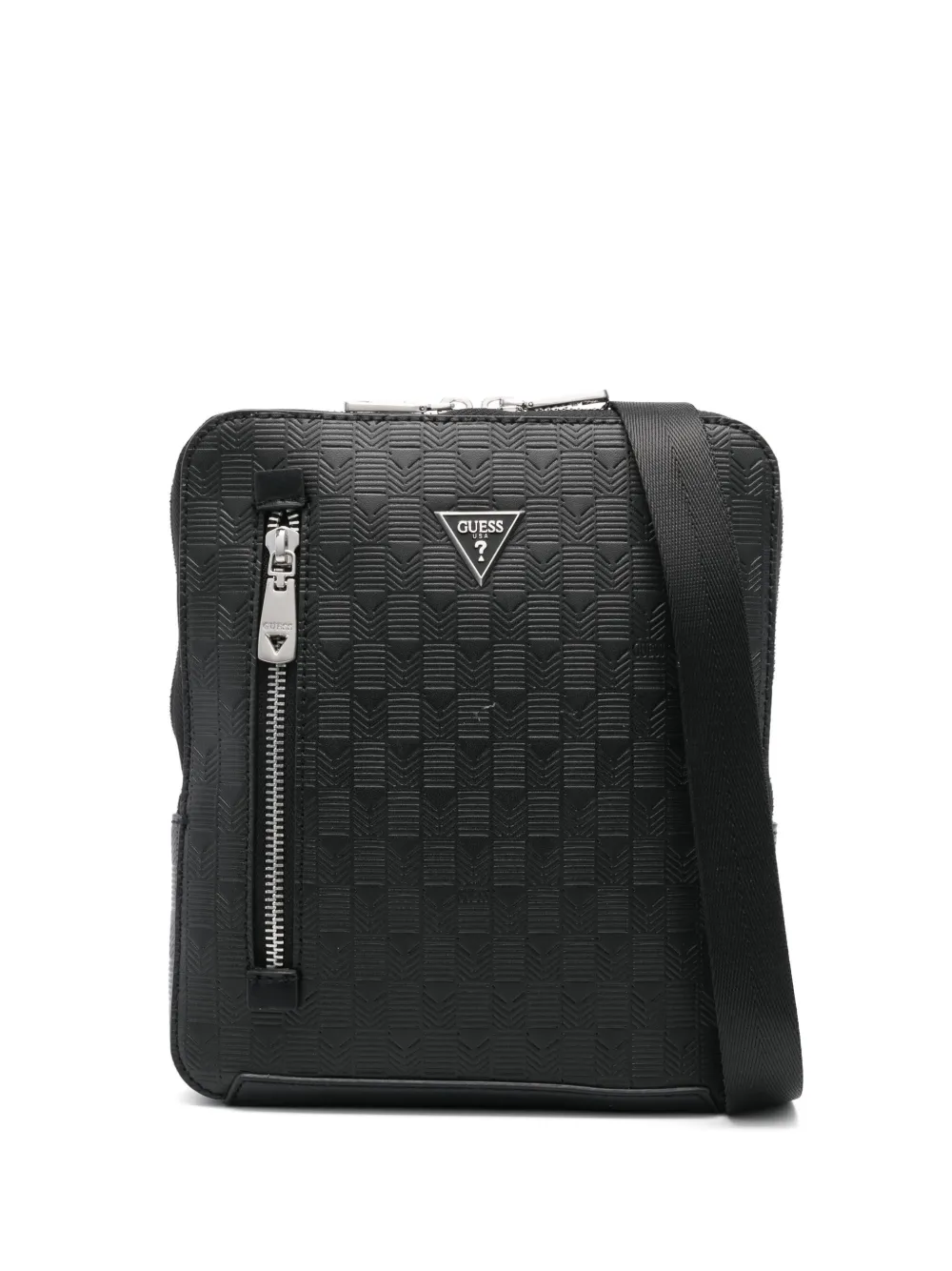 GUESS USA ロゴエンボス メッセンジャーバッグ - ブラック GUESS USA ロゴエンボス メッセンジャーバッグ - ブラック