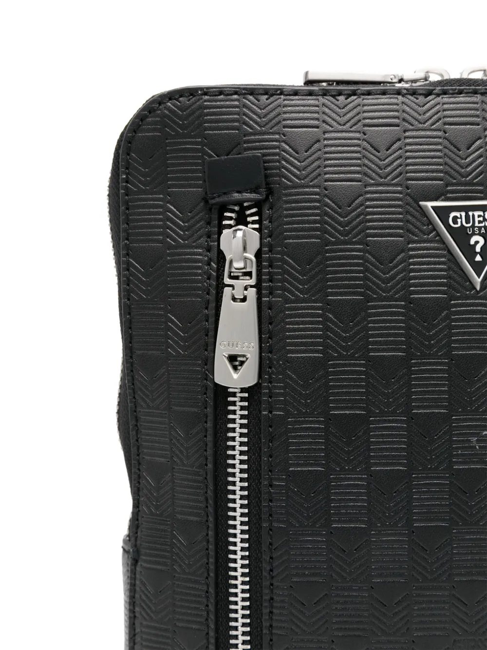 Guess Usa Logo-embossed Messenger Bag In Black