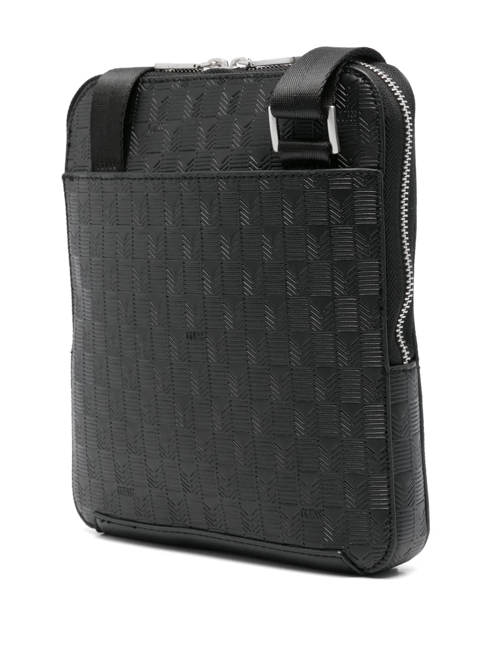 Guess Usa Logo-embossed Messenger Bag In Black