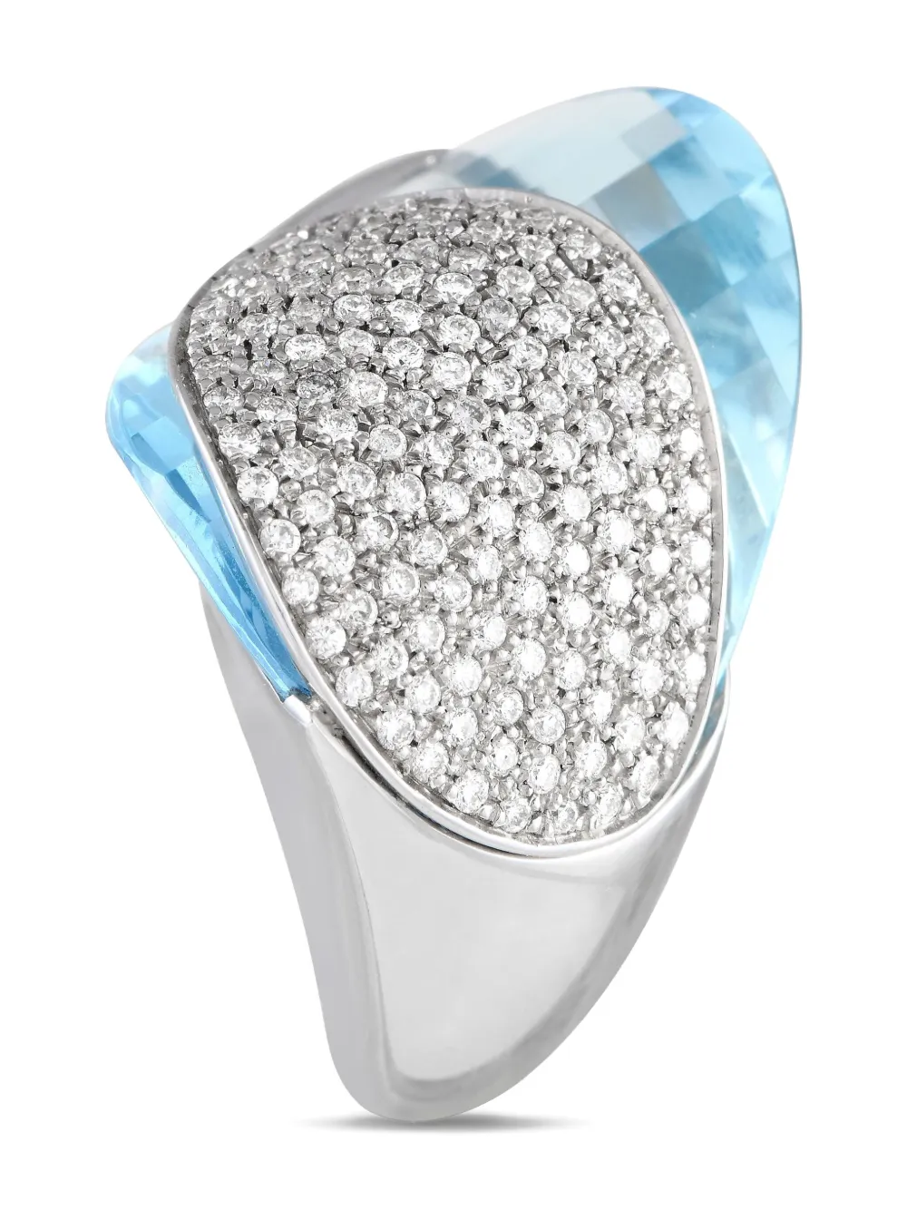 Superoro 18K white gold diamond and topaz cocktail ring - ゴールドトーン Superoro 18K white gold diamond and topaz cocktail ring - ゴールドトーン