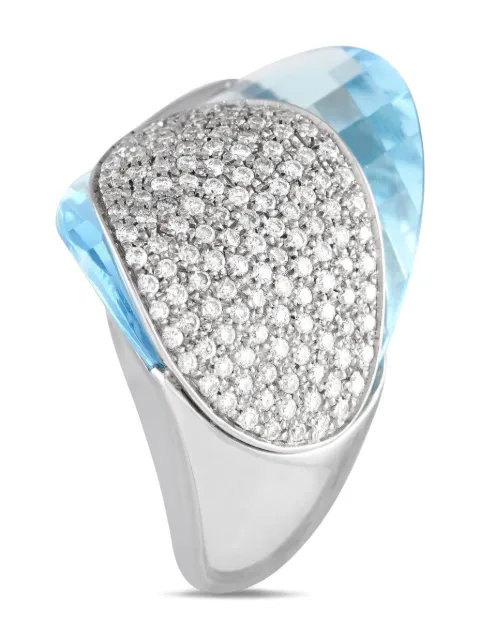 Superoro 18K white gold diamond and topaz cocktail ring
