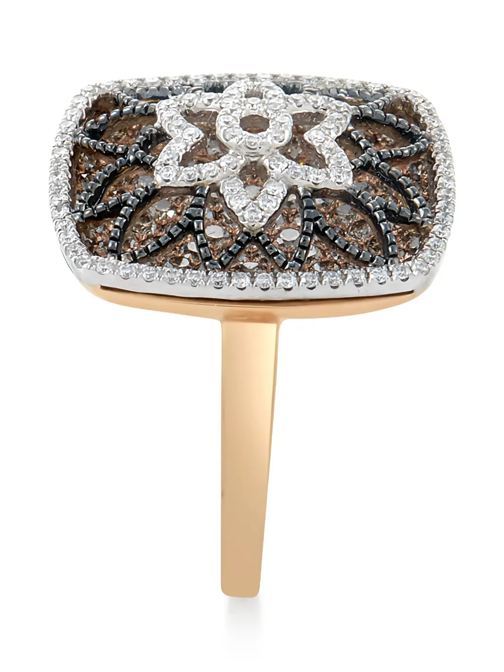 Pre-owned Gregg Ruth 18k Rose Gold Flower Diamonds Ring In 粉色