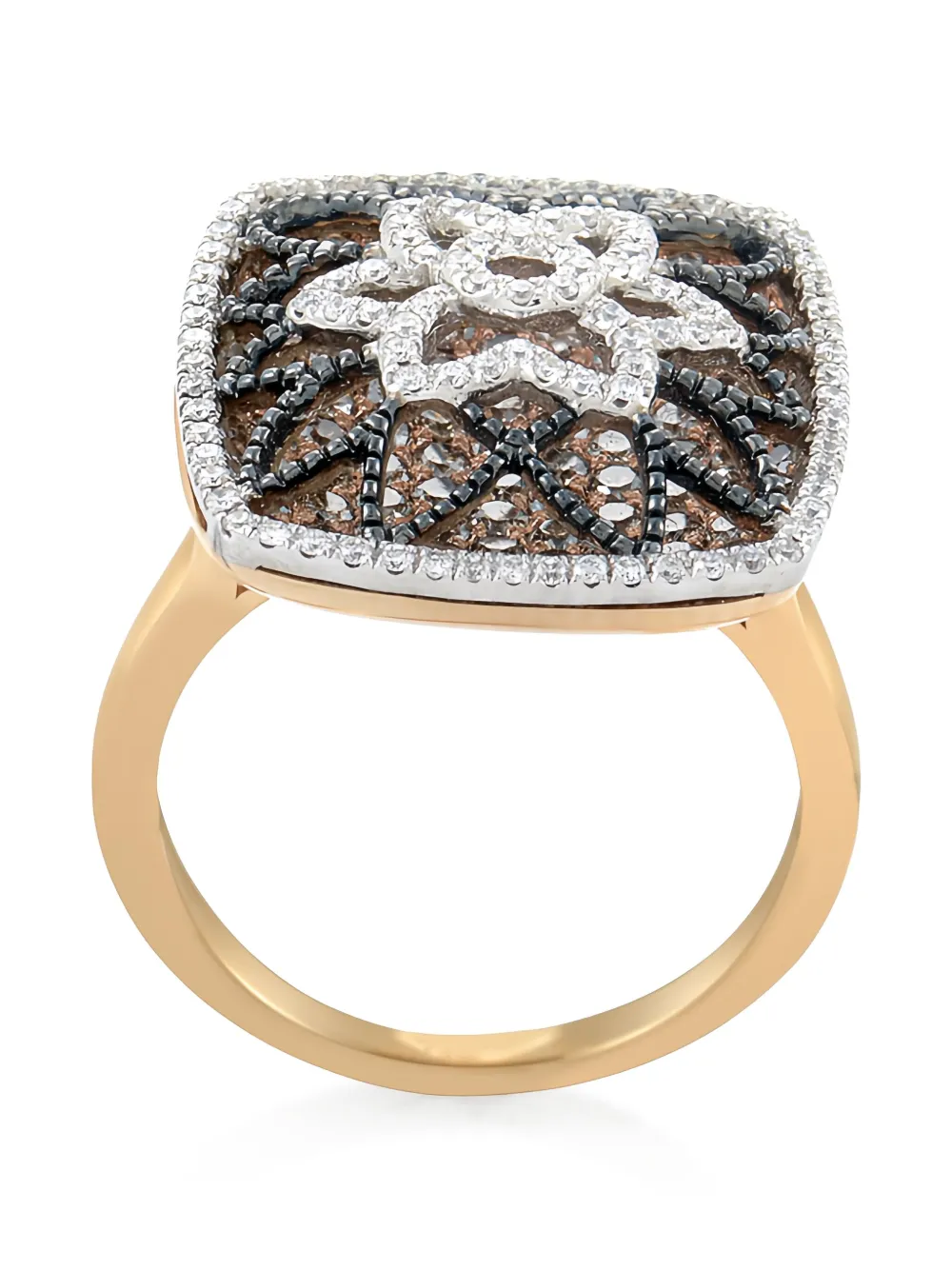 Pre-owned Gregg Ruth 18k Rose Gold Flower Diamonds Ring In 粉色