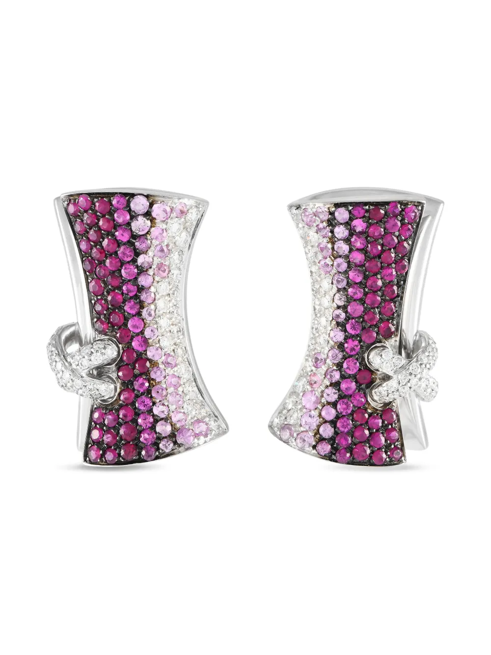 Stefan Hafner 18K white gold diamonds and sapphires earrings | Silver | Image 1